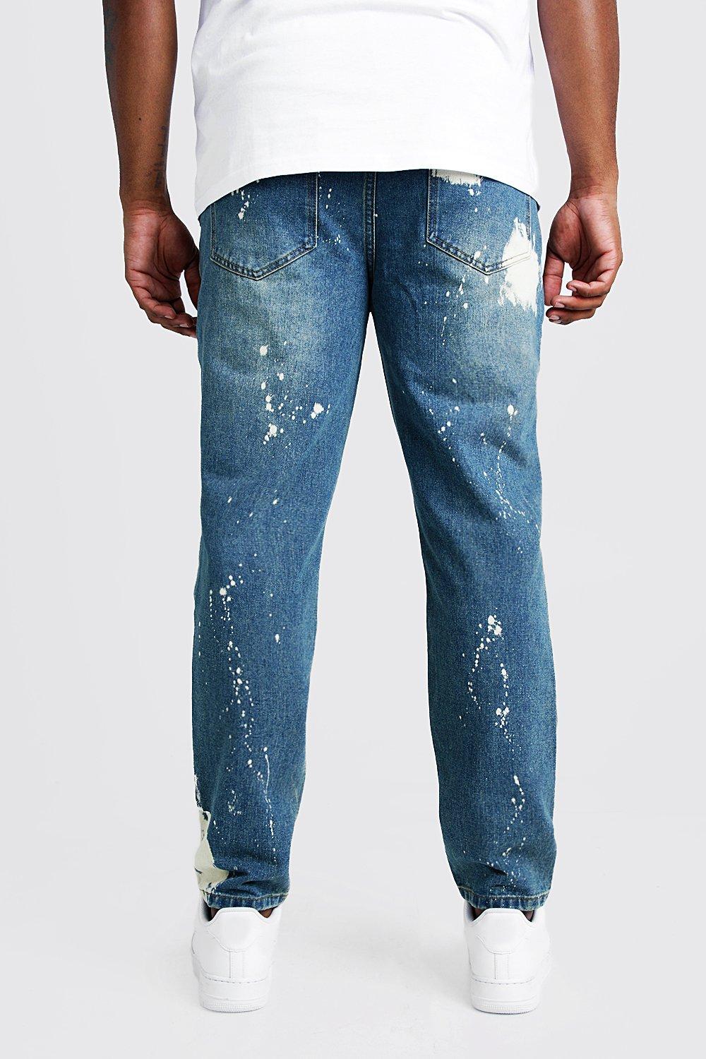 Men s Big Tall Slim Bleached Distressed Jeans boohoo